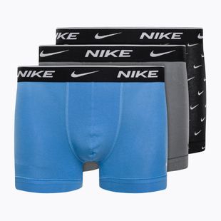 Vyriški boksininko šortai Nike Everyday Cotton Stretch Trunk 3Pk UB1 swoosh print/grey/uni blue
