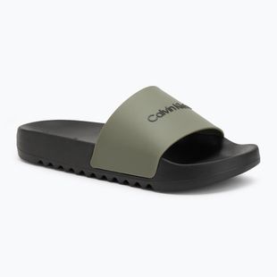 Vyriškos šlepetės Calvin Klein HM0HM01063 Chuncky Pool Slide Rub Smokey Olive/Black