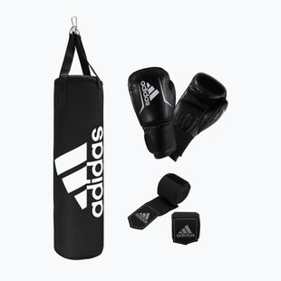 adidas Performance bokso rinkinys krepšys + pirštinės + tvarstis juodai baltas ADIBAC11KIT-EUN