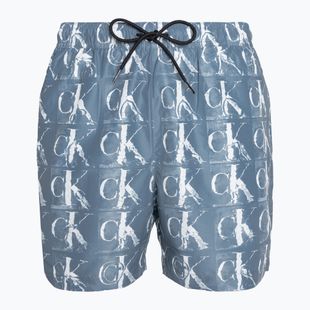 Vyriški Calvin Klein Medium Drawstring Print maudymosi šortai mėlyni