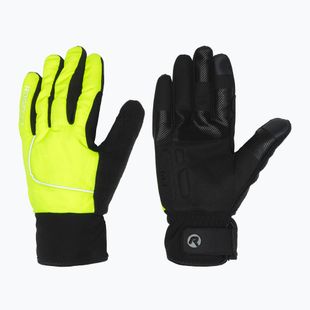 Vyriškos dviračių pirštinės Rogelli Essential Winter Waterproop fluorescent yellow