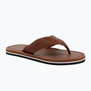 Vyriškos šlepetės per pirštą Tommy Hilfiger Leather Beach Sandal winter cognac