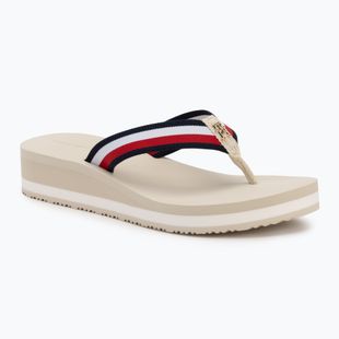 Moteriškos šlepetės per pirštą Tommy Hilfiger Corp Mid Wedge Beach Sandal muslin