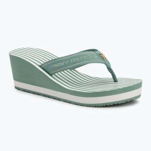 Moteriškos šlepetės per pirštą Tommy Hilfiger Stripes Wedge Beach Sandal charming green