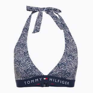 Maudymosi kostiumėlio viršus Tommy Hilfiger Halter Rp Print illustrated wave dark night navy