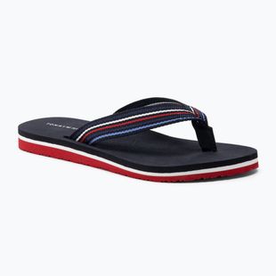 Moteriškos šlepetės per pirštą Tommy Hilfiger Stripes Beach Sandal red white blue