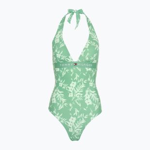 Moteriškas vientisas maudymosi kostiumas Tommy Hilfiger Halter One Piece Rp Print floral tropic aop fort green