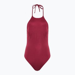 Moteriškas vientisas maudymosi kostiumėlis Calvin Klein KW0KW02733 High Neck - RP plum gaze