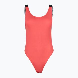 Moteriškas vientisas maudymosi kostiumas Calvin Klein KW0KW02754 Intense Power Rib Scoop Back One Piece-RP dazzling coral