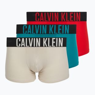Vyriškos trumpikės Calvin Klein 000NB3608A Trunk 3 poros avižiniai/brandintos raudonmedžio/ryškiai turkio