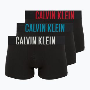 Vyriškos trumpikės Calvin Klein 000NB3608A Trunk 3 poros juodos su avižinių spalvos logotipu/juodos su age