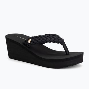 Moteriškos šlepetės per pirštą Tommy Hilfiger Wedge Braided Summer Sandal black
