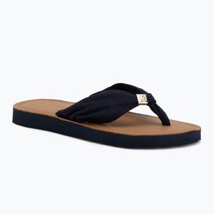 Moteriškos šlepetės per pirštą Tommy Hilfiger Footbed Summer Sandal Leather space blue