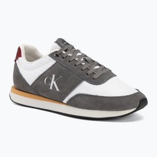 Vyriški batai Calvin Klein HM0HM02212 Retro Runner Bans Leather Suede granite gray/white/rhubarb