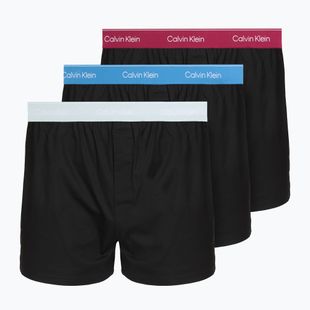 Vyriškos trumpikės Calvin Klein LV00NB4267 Boxer Slim black bodies w/ poseidon blue/plein