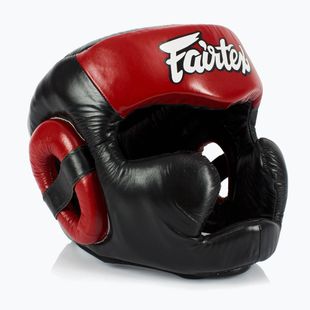Bokso šalmas Fairtex Diagonal Vision Sparring Headguard - Full Head Coverage black/red