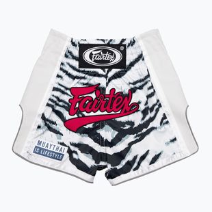 Fairtex vaikiški bokso šortai BSK2103 "White Tiger", balti