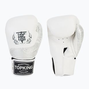 Bokso pirštinės Top King Muay Thai Power Snake white/silver