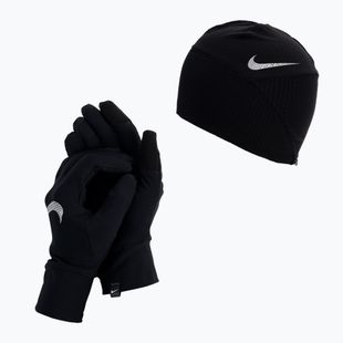 Nike Essential Running moteriškas kepurės ir pirštinių rinkinys, juodas N1000595-082