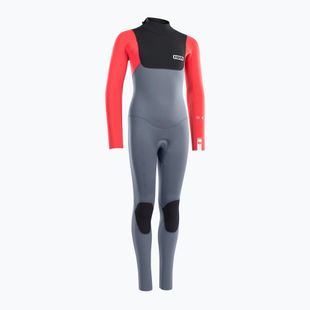 Vaikiškas plaukimo kostiumas ION Capture 5/4 Back Zip steel blue/red