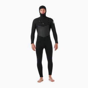 Vyriškas plaukimo hidrokostiumas Rip Curl Dawn Patrol Hooded 6/4 mm Chest Zip black