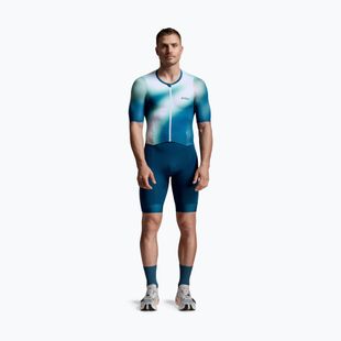 Vyriškas triatlono kombinezonas 2XU Aero Hex Sleeved jelly mint/majol