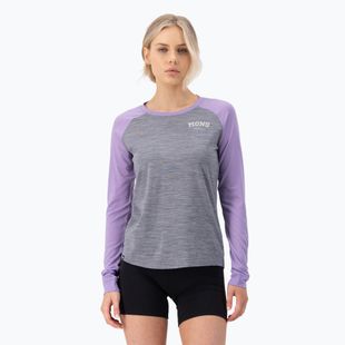 Moteriški termoaktyvūs marškinėliai Mons Royale Icon Raglan grey heather/ lupin