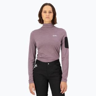 Moteriški termoaktyvūs marškinėliai ilgomis rankovėmis Mons Royale Diversion Mock Neck mauve