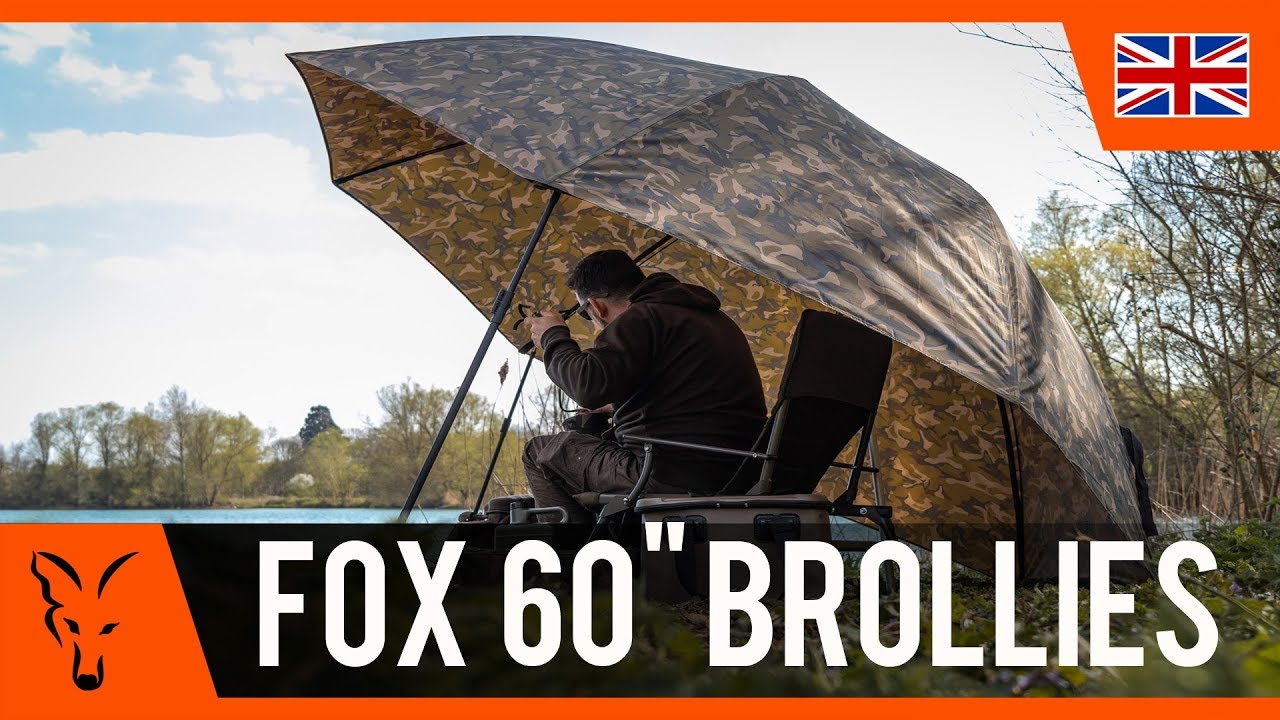 Fox International 60" Camo Brolly rudos spalvos karpių skėtis CUM268