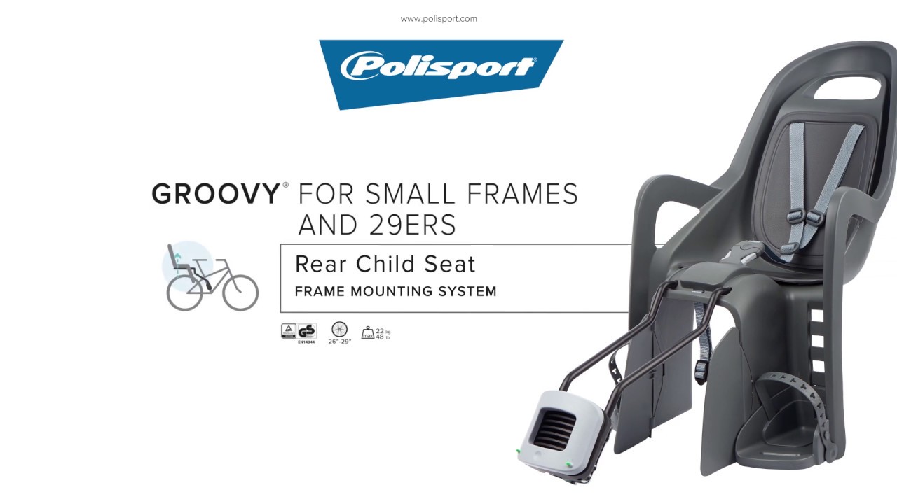 Polisport Groovy Maxi FF 29 juoda/pilka FO galinio rėmo dviračių sėdynė 8406000011